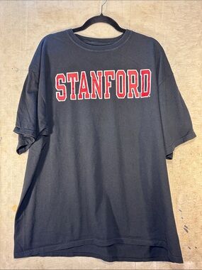 Champion Black Tee with Red Stanford Logo